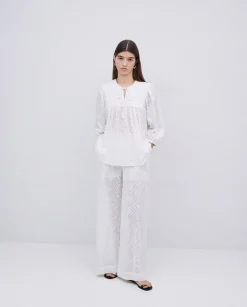 YERSE Blusa canesú acolchado blanco Fashion