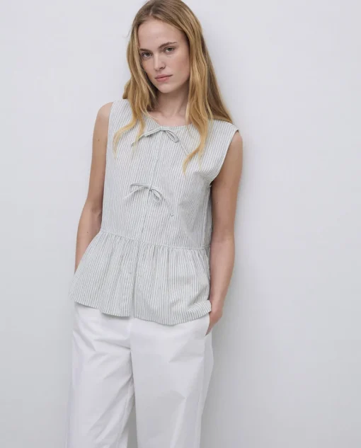 YERSE Blusa lazos sin mangas crudo Online