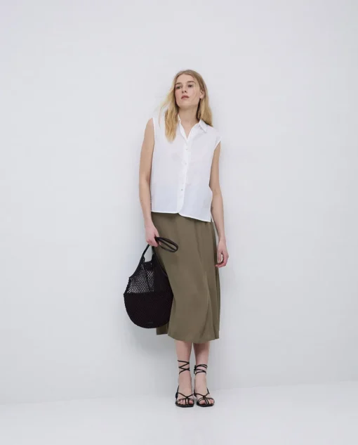 YERSE Camisa bimateria voile blanco Discount