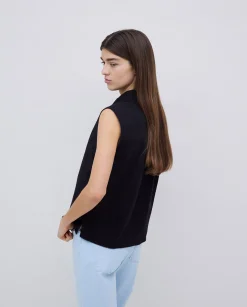 YERSE Camisa bimateria voile negro Online