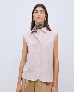 YERSE Camisa bimateria voile rosa pálido New