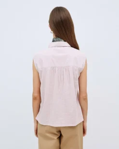 YERSE Camisa bimateria voile rosa pálido New