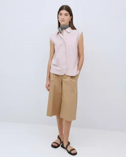 YERSE Camisa bimateria voile rosa pálido New