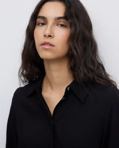 YERSE Camisa fluida viscosa negro Discount