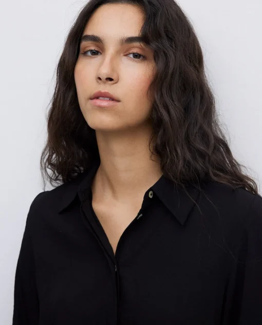 YERSE Camisa fluida viscosa negro Discount