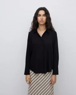 YERSE Camisa fluida viscosa negro Discount