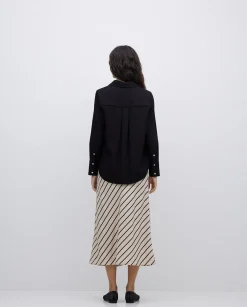 YERSE Camisa fluida viscosa negro Discount