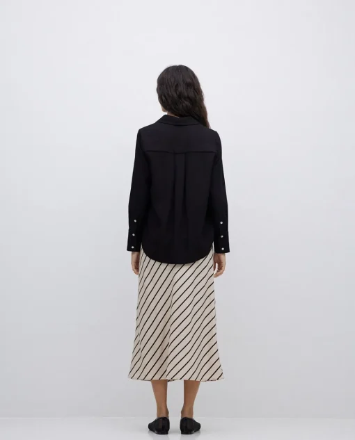 YERSE Camisa fluida viscosa negro Discount