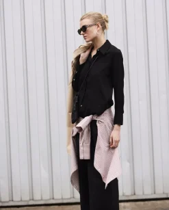 YERSE Camisa fluida viscosa negro Discount