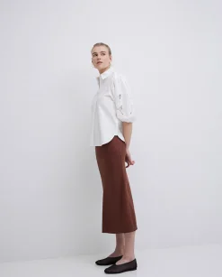 YERSE Camisa popelín puntillas blanco Sale