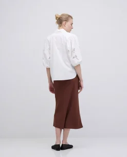 YERSE Camisa popelín puntillas blanco Sale