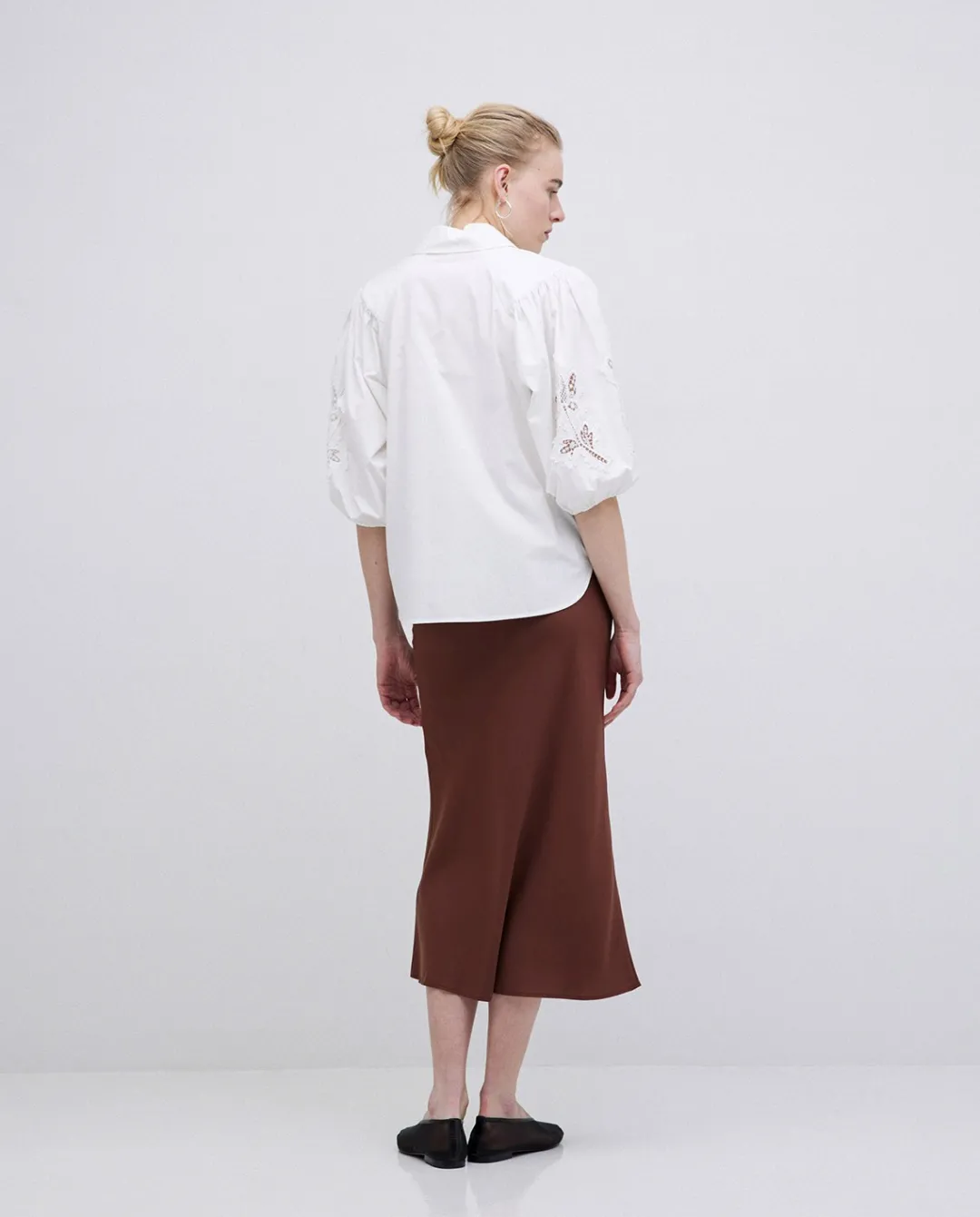 YERSE Camisa popelín puntillas blanco Sale