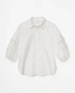 YERSE Camisa popelín puntillas blanco Sale