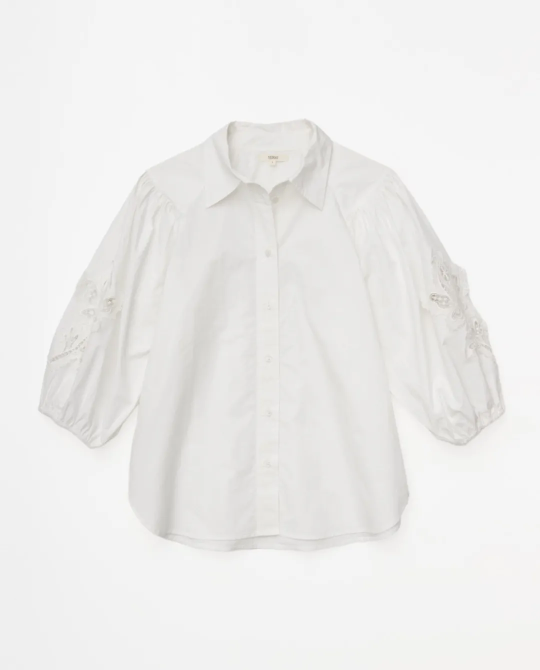 YERSE Camisa popelín puntillas blanco Sale
