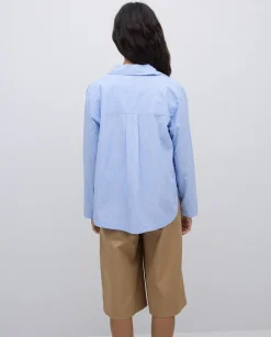 YERSE Camisa popelín rayas azul Hot