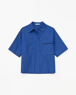 YERSE Camisa popelín rayas azul oscuro Hot