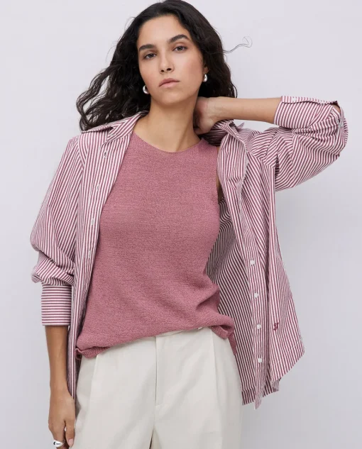 YERSE Camisa popelín rayas grante Sale