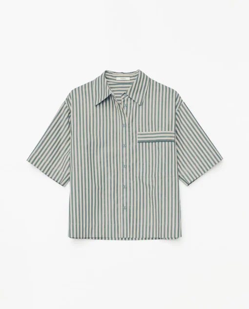 YERSE Camisa popelín rayas verde Hot