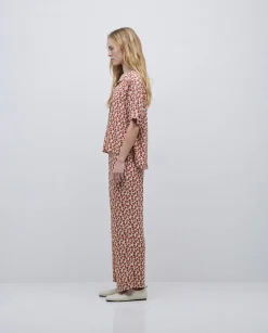 YERSE Camisa viscosa floral terracota Clearance