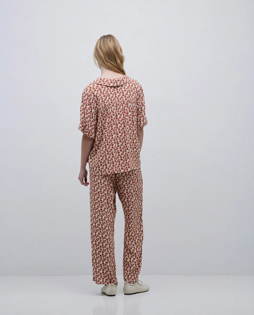 YERSE Camisa viscosa floral terracota Clearance