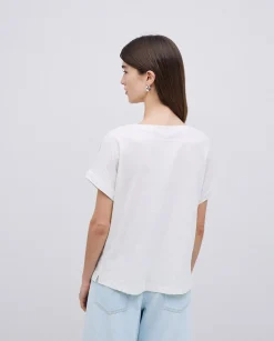 YERSE Camiseta bimateria escote pico crudo Hot