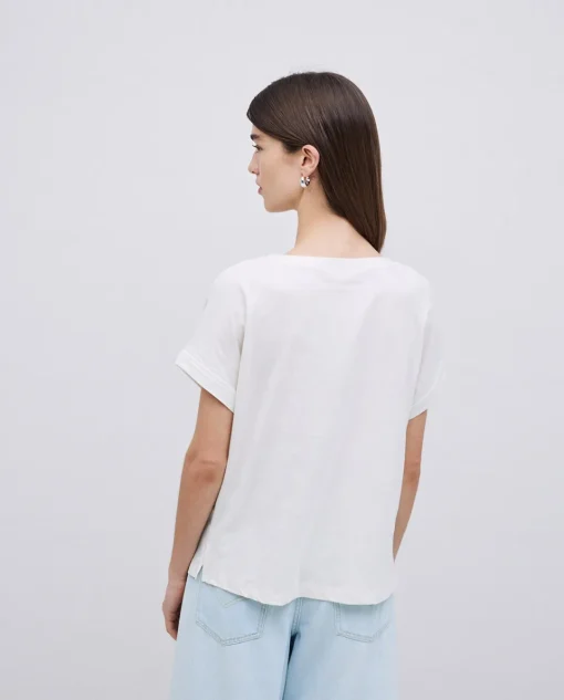YERSE Camiseta bimateria escote pico crudo Hot
