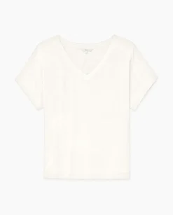 YERSE Camiseta bimateria escote pico crudo Hot
