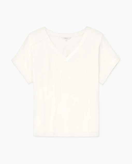 YERSE Camiseta bimateria escote pico crudo Hot
