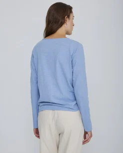 YERSE Camiseta botones 100% algodón azul Sale