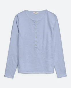 YERSE Camiseta botones 100% algodón azul Sale