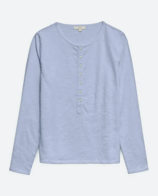 YERSE Camiseta botones 100% algodón azul Sale
