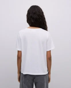YERSE Camiseta básica cuello pico blanco Sale