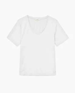 YERSE Camiseta básica cuello pico blanco Sale