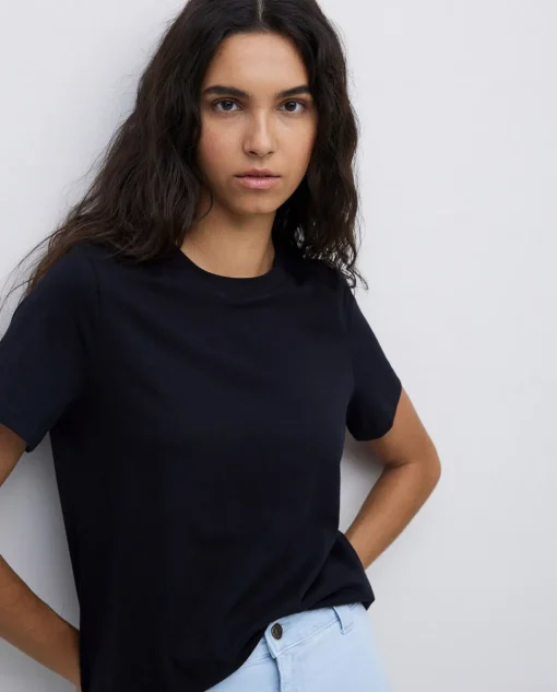 YERSE Camiseta básica cuello redondo negro New