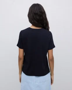 YERSE Camiseta básica cuello redondo negro New