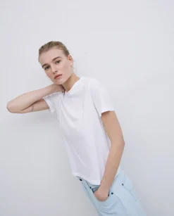 YERSE Camiseta básica cuello redondo blanco Best