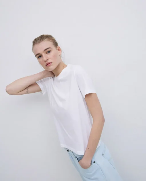 YERSE Camiseta básica cuello redondo blanco Best