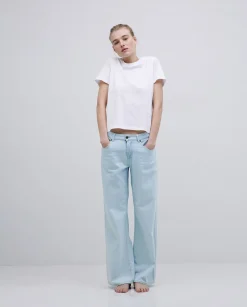 YERSE Camiseta básica cuello redondo blanco Best