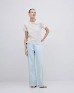 YERSE Camiseta básica cuello redondo beige Sale