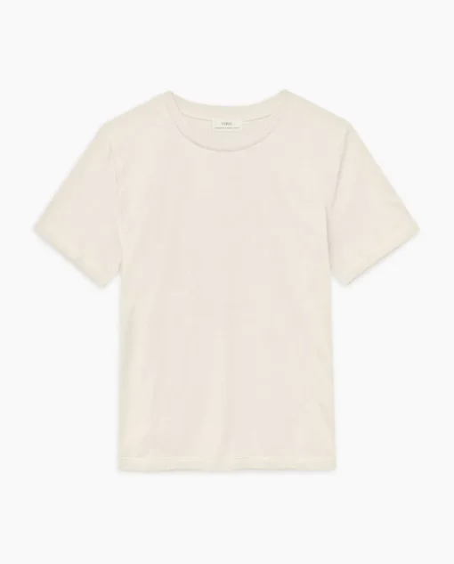 YERSE Camiseta básica cuello redondo beige Sale