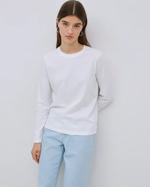YERSE Camiseta básica manga larga blanco Best