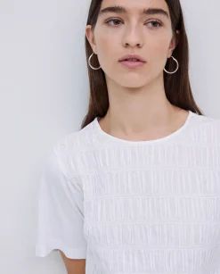 YERSE Camiseta detalle fruncidos blanco Online