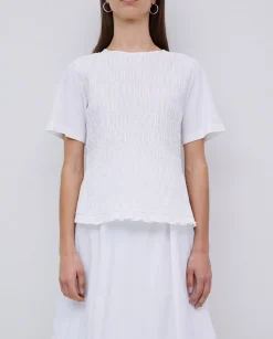 YERSE Camiseta detalle fruncidos blanco Online