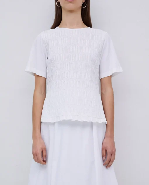 YERSE Camiseta detalle fruncidos blanco Online