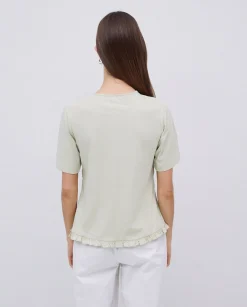 YERSE Camiseta detalle fruncidos verde aguamarina New