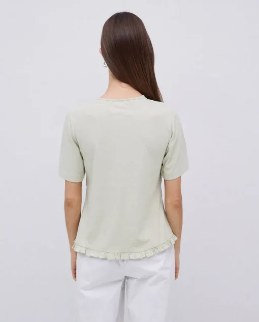 YERSE Camiseta detalle fruncidos verde aguamarina New