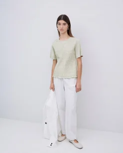 YERSE Camiseta detalle fruncidos verde aguamarina New