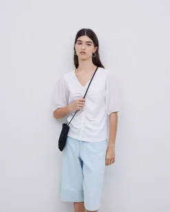 YERSE Camiseta detalle volante blanco Online