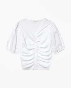 YERSE Camiseta detalle volante blanco Online