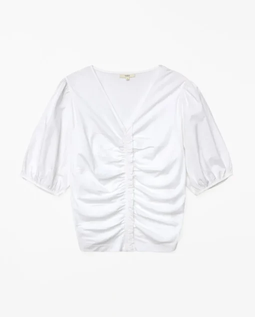 YERSE Camiseta detalle volante blanco Online